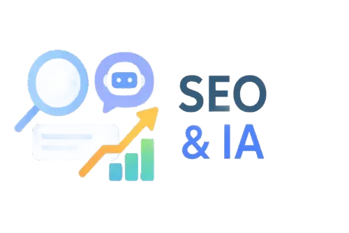 Illustration SEO & IA représentant l’optimisation du référencement naturel et des moteurs d’intelligence artificielle comme Google, ChatGPT et Gemini.