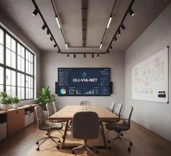 Salle de réunion moderne de l’agence Oli-via-net à Cabestany près de Perpignan